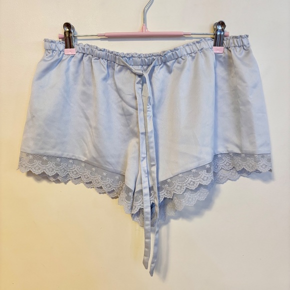 Flora Nikrooz Silky Satin 3 Piece Matching Set Tank Shorts Robe Blue Womens M - Picture 5 of 5